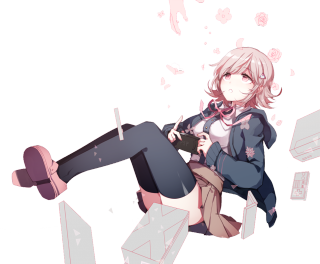 Woman sitting boxes gun man - top of a pile free wallpaper