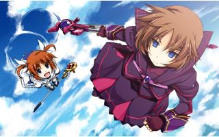 Cartoon character flying sword cat - his back free wallpaper for desktop