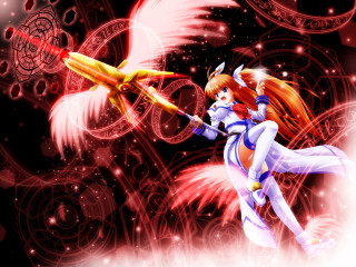 Woman flying sword bird shoulder - her hand and a bird free wallpaper