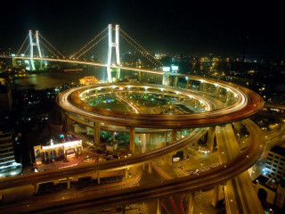 City night bridge highway ferriswheel - cao buxing free wallpaper for desktop