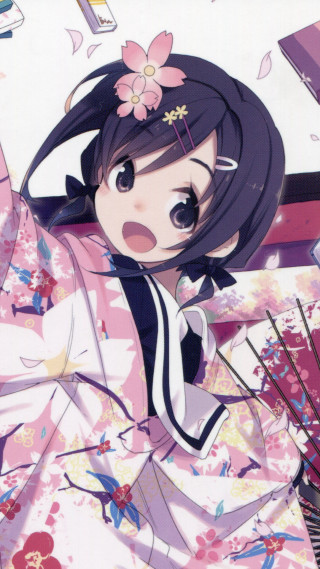 Woman kimono fan flower hair - a wall free wallpaper for mobile