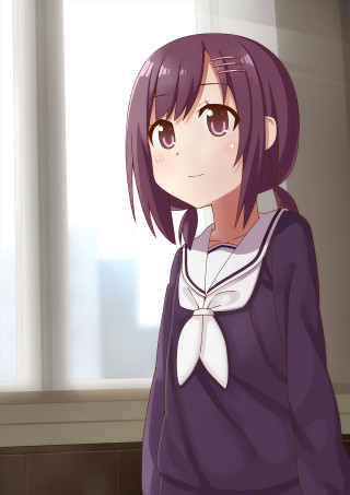 Girl purple hair bow tie 4 - a window free wallpaper for mobile