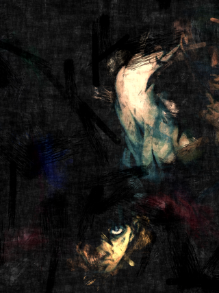 Person hat cellphone hands painting - a painting of a person free wallpaper