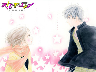 Couple people standing stars background - text free wallpaper for desktop