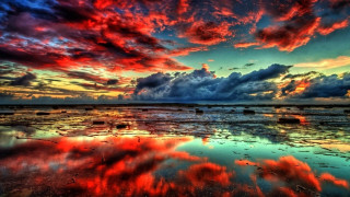 Colorful sunset clouds reflection rocks 2 - colorful cloud free wallpaper