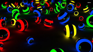 Colorful balls lights dark room - interactive free wallpaper