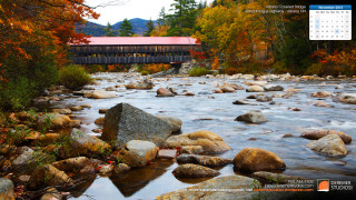 River rocks covered bridge fall - fall foliage free wallpaper