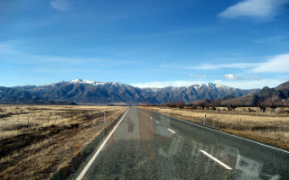 Road mountain blue sky cows - a few cow free wallpaper