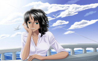 Woman boat bird sky beach - a boat free wallpaper for desktop