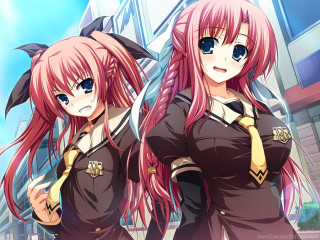 Pink haired anime girls school - two anime girl free wallpaper for desktop