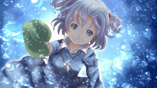 Girl blue hair green object - a green object free wallpaper