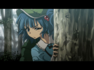 Girl blue hair hat forest - mossy free wallpaper