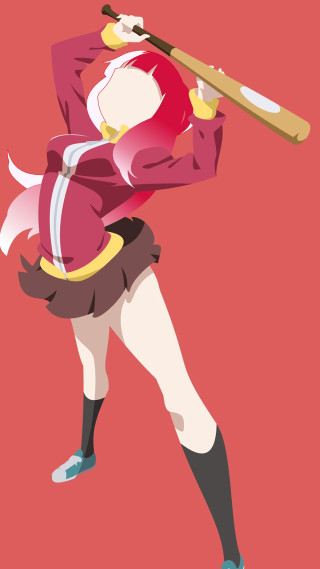 Woman uniform baseball bat holding - flat color free wallpaper