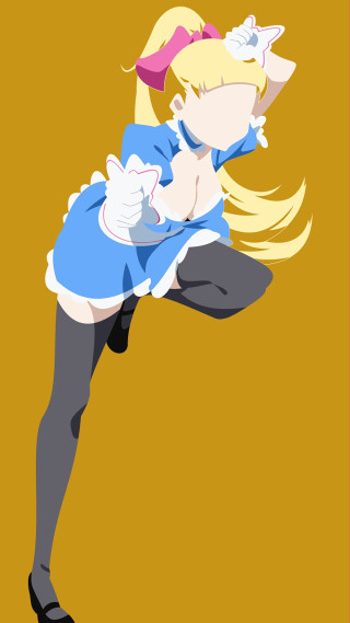 Blonde haired blue dress flying - minimalism free wallpaper for mobile
