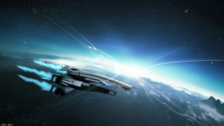 Spaceship flying sky star background - a space ship free wallpaper