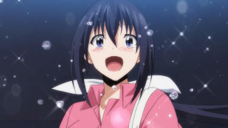 Girl blackhair pinkshirt snow night - a funny face free wallpaper