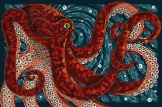 Octopus colorful painting bubbles underwater - octopus free wallpaper