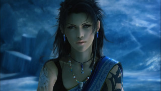 Woman blue dress necklace waterfall - final free wallpaper for desktop