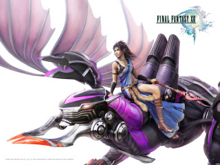 Woman riding purple motorcycle wings - final free wallpaper for desktop