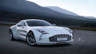 White sports car mountain road 9 - a sky background and a mountain range in the distance free wallpaper