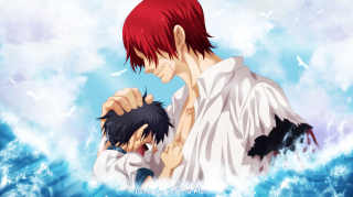Anime couple water sky background 2 - behind them free wallpaper for desktop