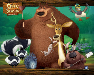 Cartoon bear forest scene open - other animal free wallpaper