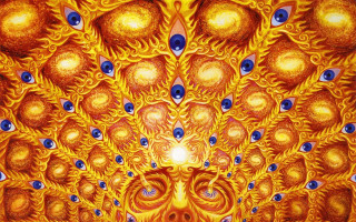 Psychedelic steampunk face blue eyes - dmt free wallpaper