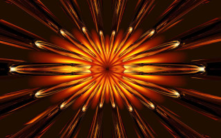 Starburst orange yellow black background - caustic free wallpaper