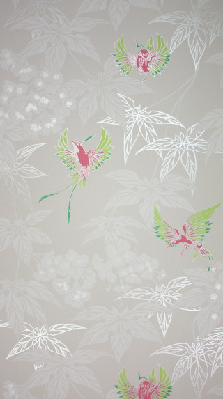 Wall flower pattern bird flying - back free wallpaper for mobile