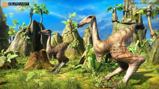 Dinosaurs forest palm trees nature - palm tree free wallpaper for desktop
