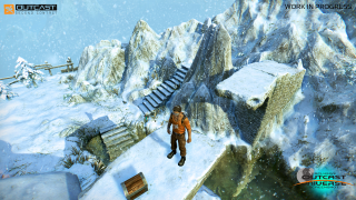 Man walking snow covered mountain - unreal free wallpaper