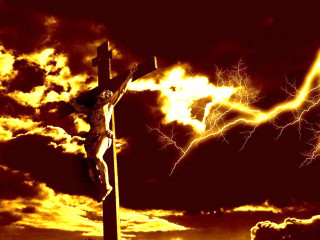 Cross lightning clouds sky background - a pole free wallpaper