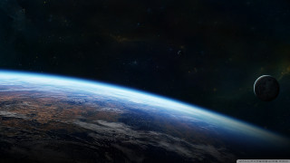 Earth space view moon distant - a distant object in the foreground free wallpaper for desktop