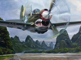 Plane river mountains sharkfin man - dave dorman free wallpaper