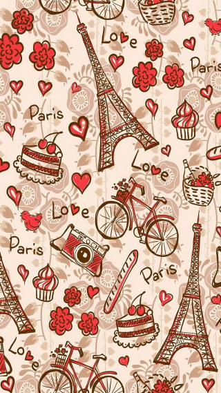 Bicycle pattern hearts design graphic - paris school free wallpaper