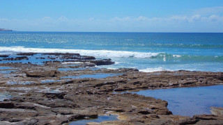 Person walking rocky beach ocean - elizabeth durack free wallpaper for desktop