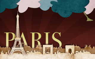 Eiffel tower paris background buildings - matte drawing free wallpaper for desktop