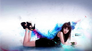 Woman laying shoes paint splash - a pair of shoes free wallpaper