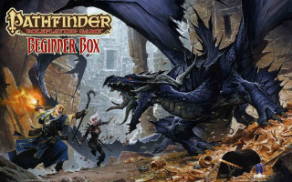 Dragon attacking demon cave man - pathfinder free wallpaper