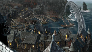 City bridge boat water painting - the water near free wallpaper