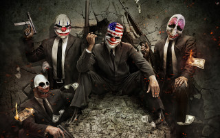 Men suits masks guns money - suit free wallpaper for desktop
