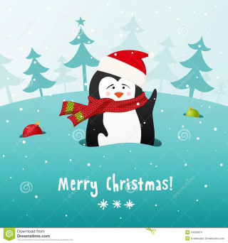 Penguin red scarf santa hat - free christmas wallpaper for tablet