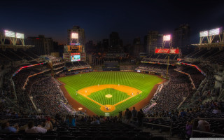 Baseball stadium night crowd lights - a baseball stadium free wallpaper