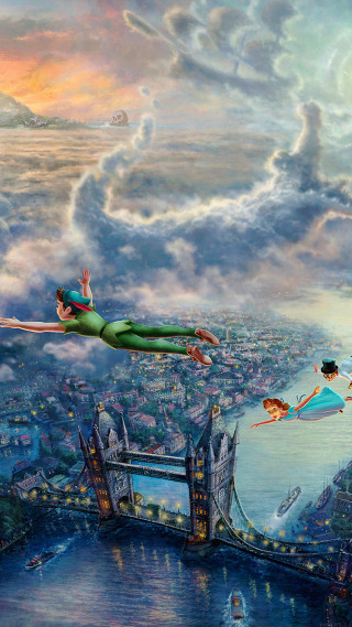 Flying man city bridge river - a green dress free wallpaper for mobile