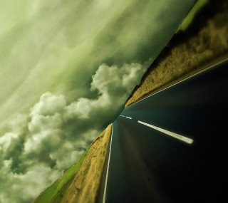 Road green field cloudy sky - free rain wallpaper for tablet