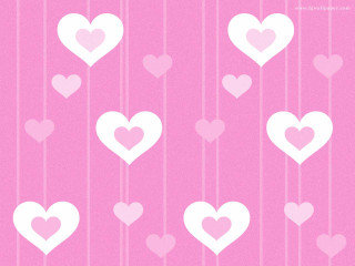 Pink background hearts hanging strings - op art free wallpaper