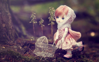 Doll pink hair birdcage forest 2 - a doll free wallpaper