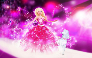 Barbie poodle pink dress stars 2 - pink free wallpaper for desktop