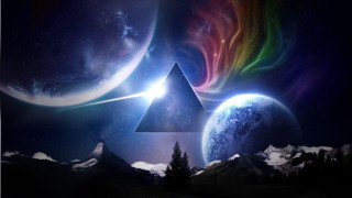 Triangle star planet background rainbow - a planet in the background free wallpaper for desktop