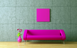 Pink couch vase flower minimalist - a concrete wall free wallpaper